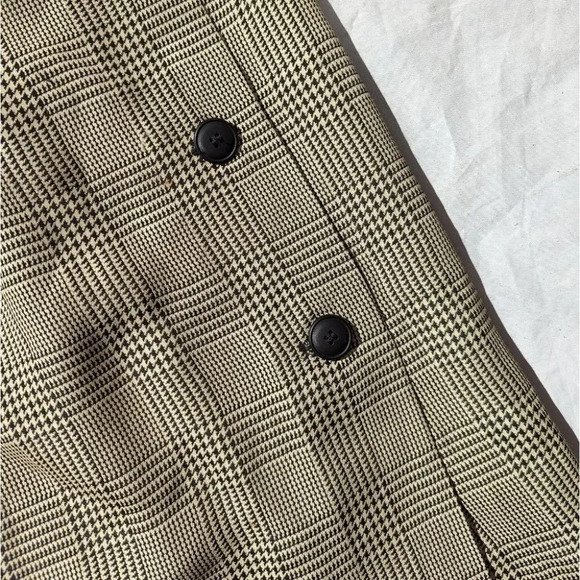 Vintage Button  Front Plaid Houndstooth Tan & Black Skirt - Size 0 ? - Picture 4 of 6